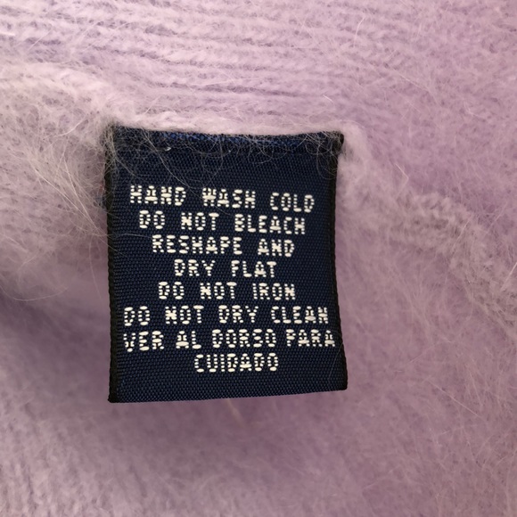 L Angora Lilac Sweater Vintage Soft Fuzzy Warm Lavender 80s - Picture 7 of 8